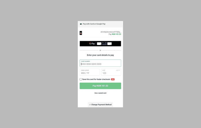 Image of checkout on mobile, showing the Google Pay button
